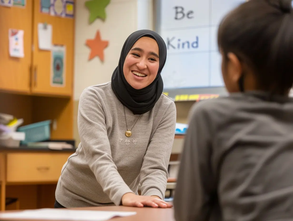 supply teacher in class room